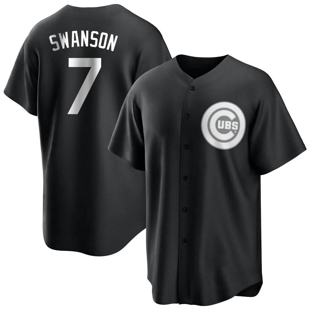 Kdoa C.Cubs #7 Dansby Swanson Player Black Game Stitched Jerseys
