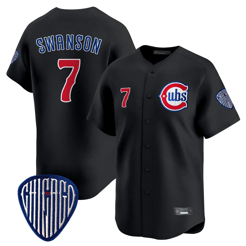 Kdoa C.Cubs #7 Dansby Swanson Player Black Vapor Premier Limited Home Stitched Jerseys