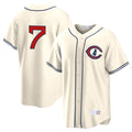 Kdoa C.Cubs #7 Dansby Swanson Player Cream Field of Dreams Home Game Stitched Jerseys