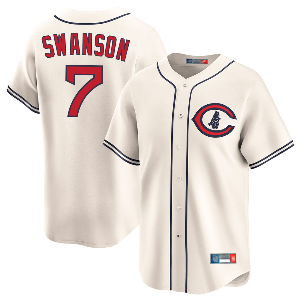 Kdoa C.Cubs #7 Dansby Swanson Player Cream Field of Dreams Limited Home Game Stitched Jerseys