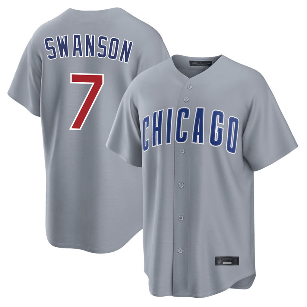 Kdoa C.Cubs #7 Dansby Swanson Player Gray Home Game Stitched Jerseys