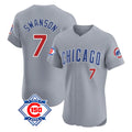 Kdoa C.Cubs #7 Dansby Swanson Player Gray Road 150th Anniversary Limited Elite Home Stitched Jerseys