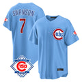 Kdoa C.Cubs #7 Dansby Swanson Player Light Blue 150th Anniversary Home Game Stitched Jerseys