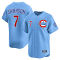 Kdoa C.Cubs #7 Dansby Swanson Player Light Blue Limited Home Stitched Jerseys