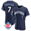 Kdoa C.Cubs #7 Dansby Swanson Player Navy City Connect 150th Anniversary Limited Elite Home Stitched Jerseys