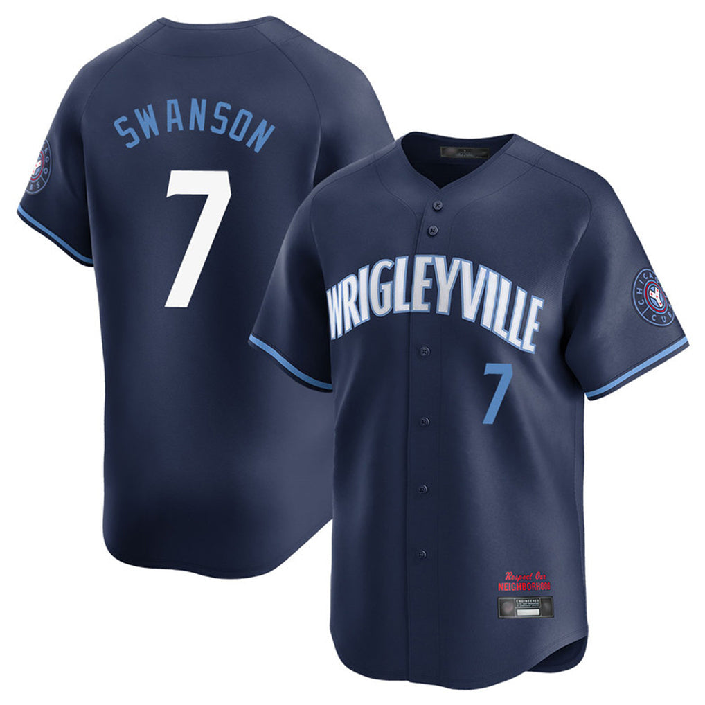 Kdoa C.Cubs #7 Dansby Swanson Player Navy City Connect Limited Home Stitched Jerseys