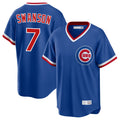 Kdoa C.Cubs #7 Dansby Swanson Player Royal T-shirt Cooperstown Collection Limited Stitched Jerseys