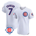Kdoa C.Cubs #7 Dansby Swanson Player White 150th Anniversary Limited Elite Home Game Stitched Jerseys