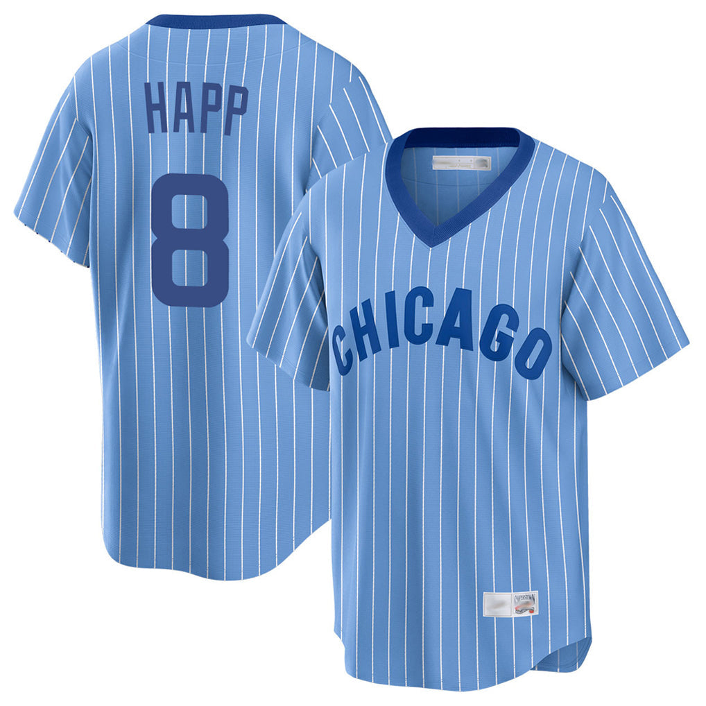 Kdoa C.Cubs #8 Ian Happ Player Blue T-shirt Cooperstown Collection Limited Stitched Jerseys