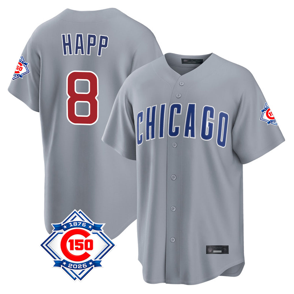 Kdoa C.Cubs #8 Ian Happ Player Gray Home Game Stitched Jerseys