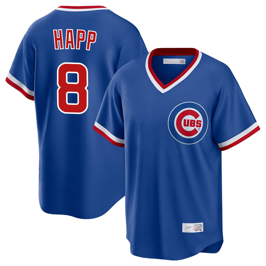 Kdoa C.Cubs #8 Ian Happ Player Royal T-shirt Cooperstown Collection Limited Stitched Jerseys