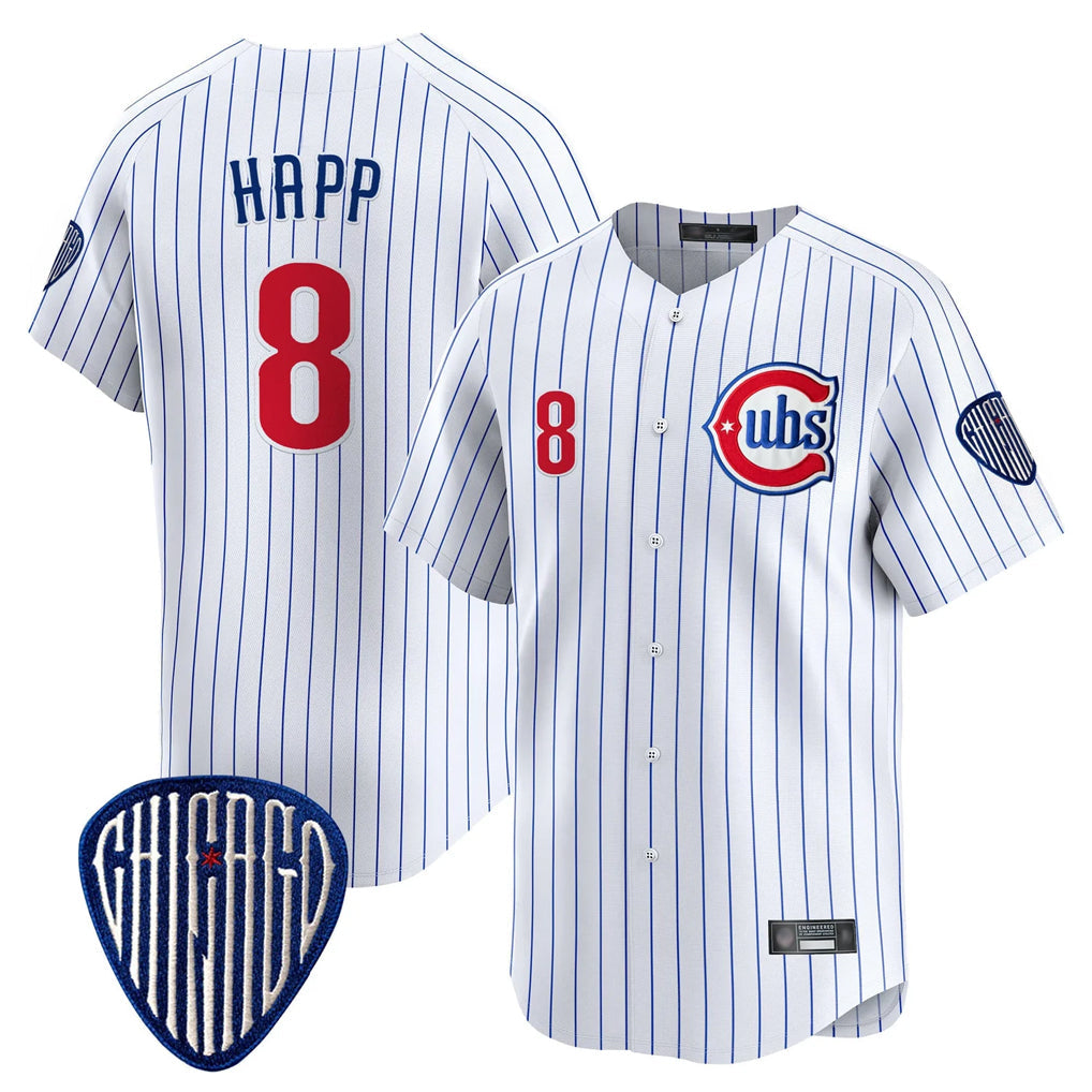 Kdoa C.Cubs #8 Ian Happ Player White Pinstripe Vapor Premier Limited Home Stitched Jerseys
