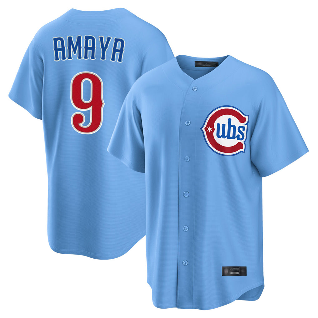Kdoa C.Cubs #9 Miguel Amaya Player Light Blue Home Game Stitched Jerseys