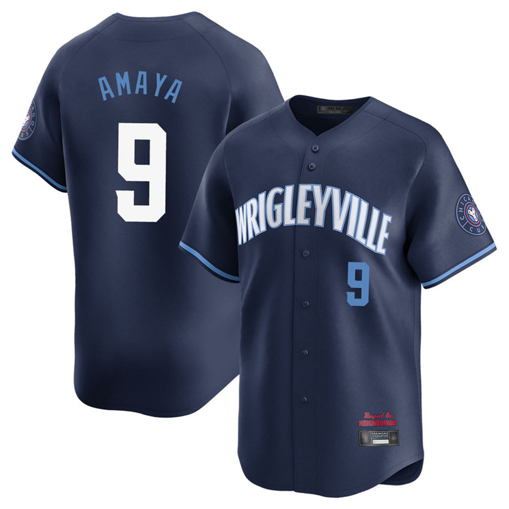 Kdoa C.Cubs #9 Miguel Amaya Player Navy City Connect Limited Home Stitched Jerseys