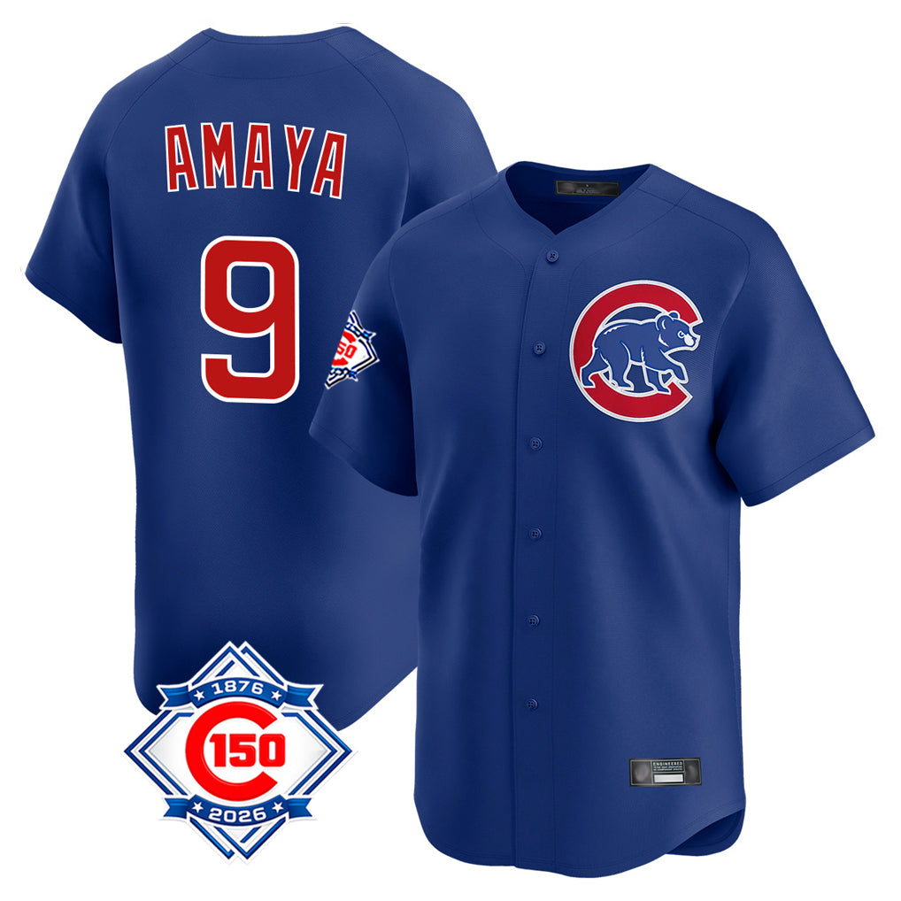 Kdoa C.Cubs #9 Miguel Amaya Player Royal 150th Anniversary Limited Home Stitched Jerseys