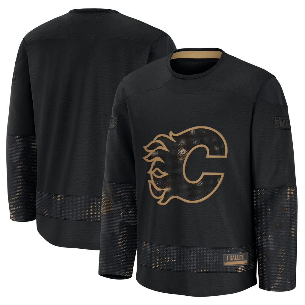 Kdoa C.Flames Black 2024 Military Appreciation Practice Jerseys