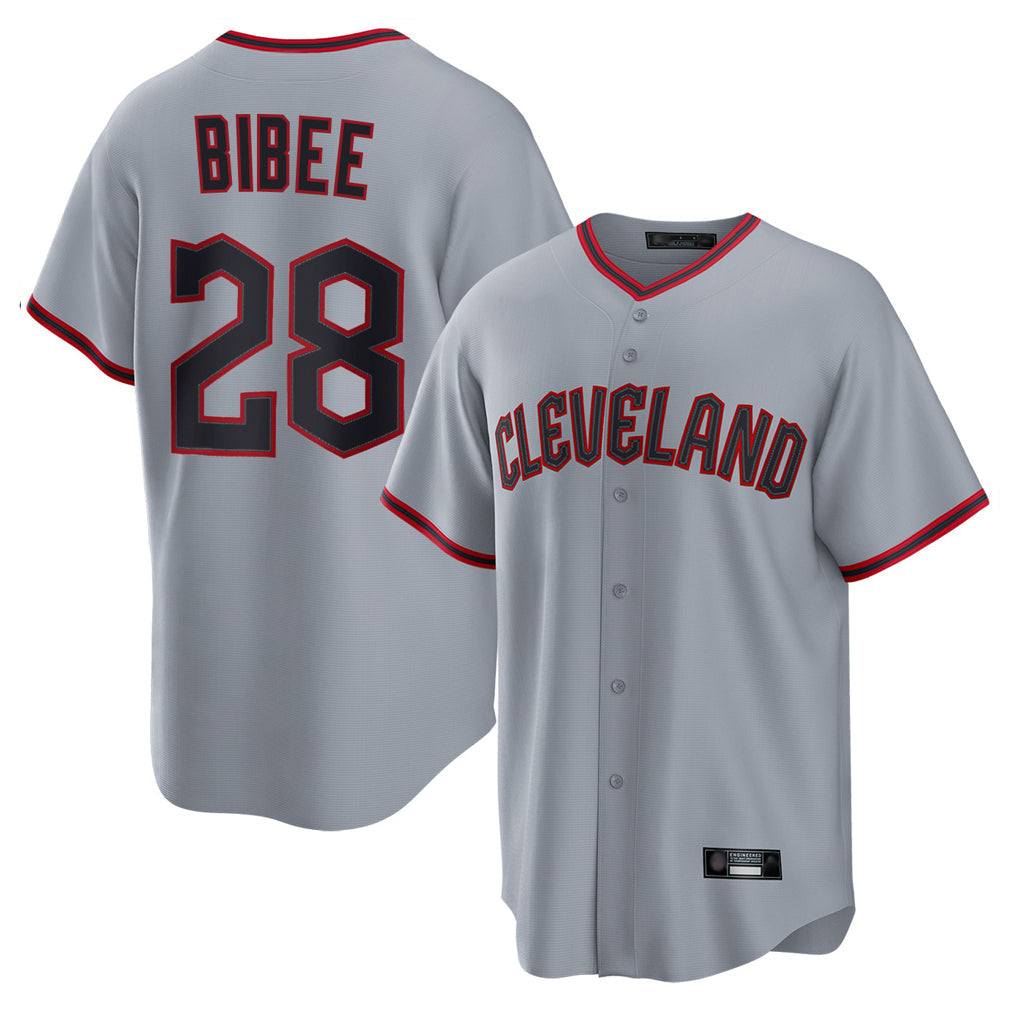 Kdoa C.Guardians #28 Tanner Bibee Player Gray Home Game Stitched Jerseys
