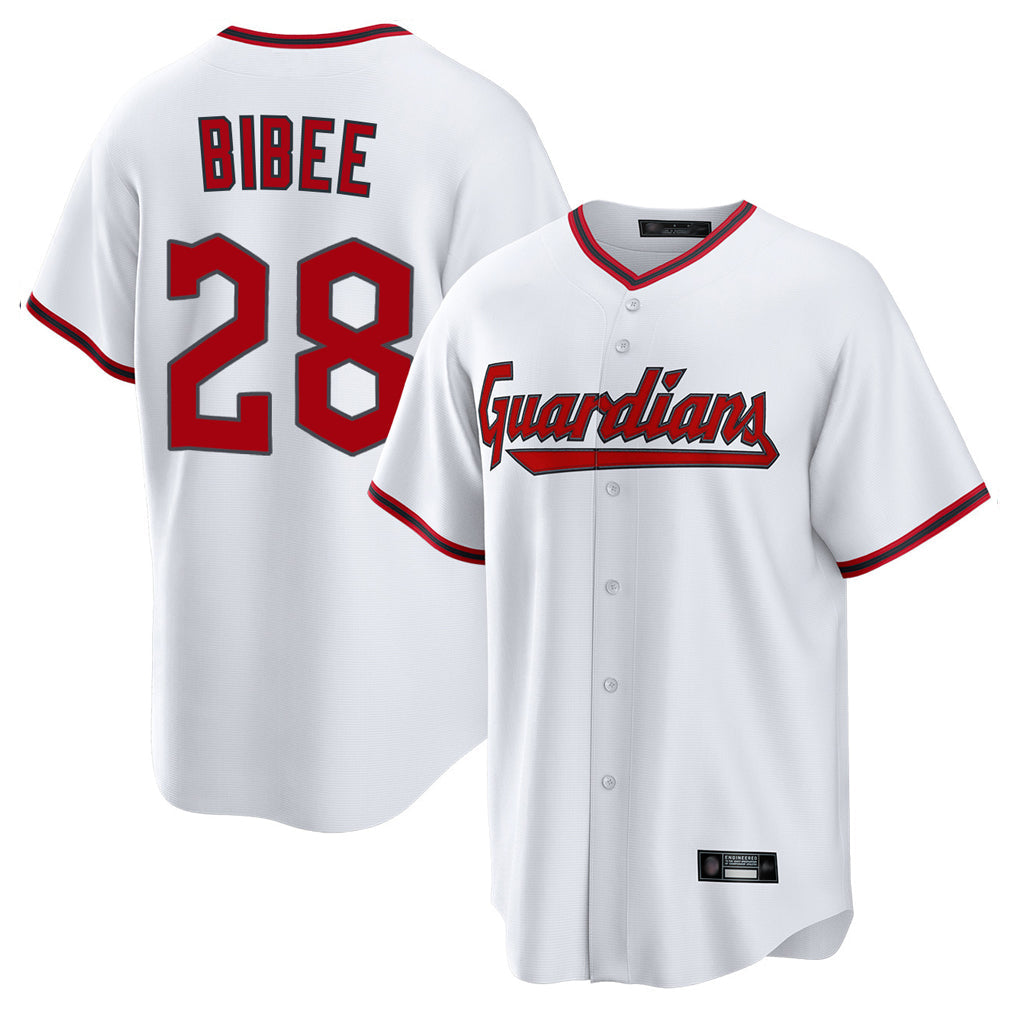 Kdoa C.Guardians #28 Tanner Bibee Player White Game Home Stitched Jerseys