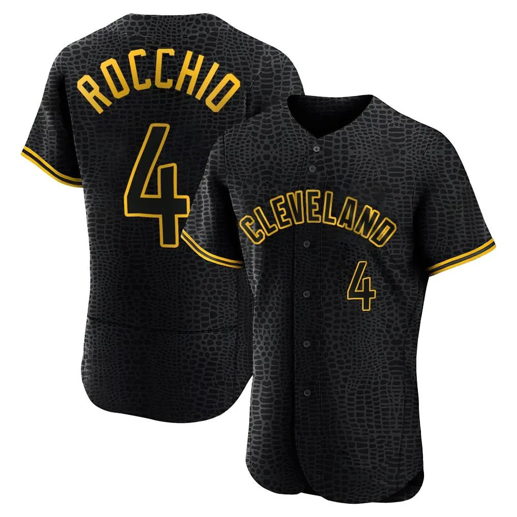 Kdoa C.Guardians #4 Brayan Rocchio Player Black Snake Skin City Limited Elite Home Stitched Jerseys