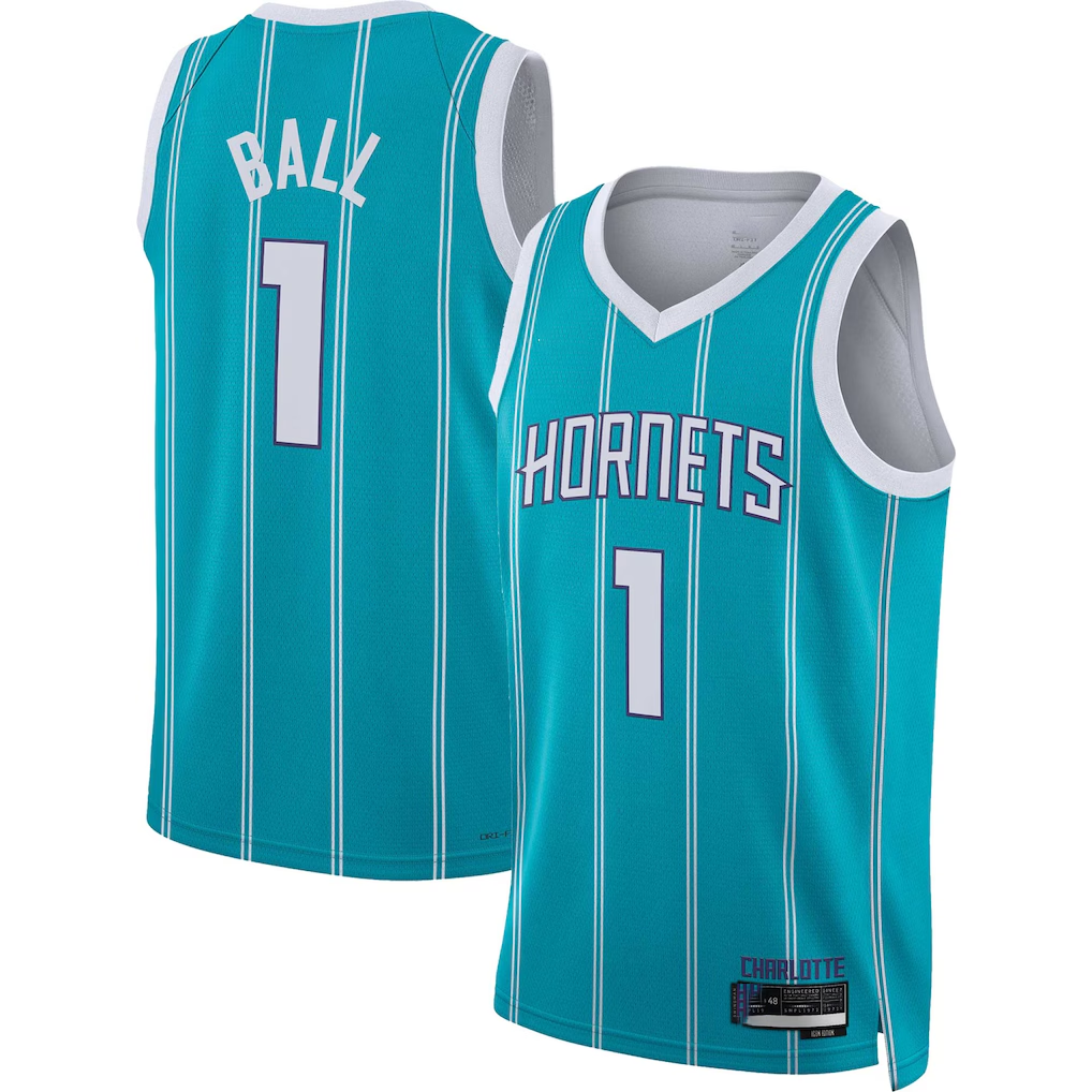 Kdoa C.Hornets #1 LaMelo Ball  Teal Swingman Jerseys - Icon Edition