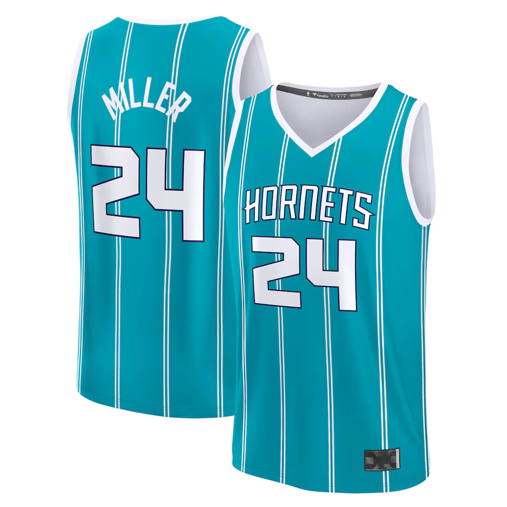 Kdoa C.Hornets #24 Brandon Miller  Teal Fast Break Replica Jerseys - Icon Edition