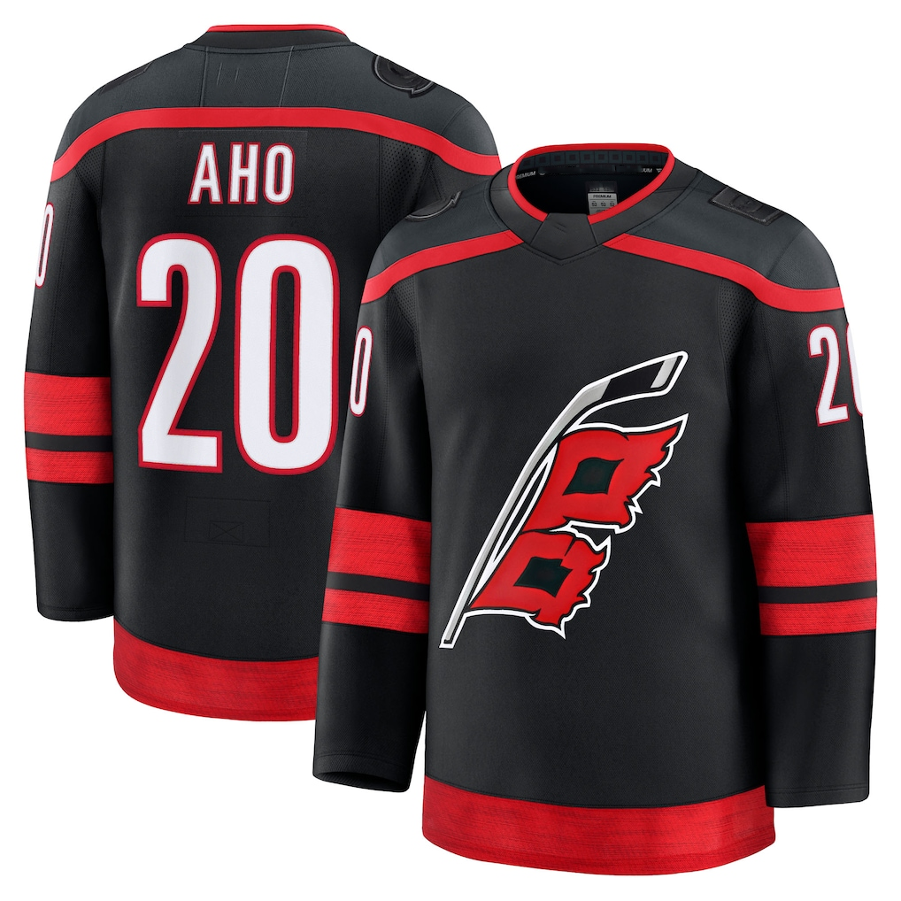 Kdoa C.Hurricanes #20 Sebastian Aho Black Home Premium Stitched Jerseys