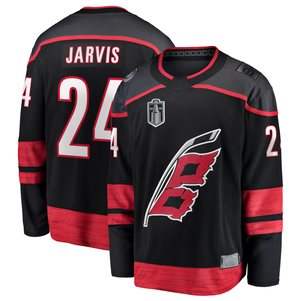 Kdoa C.Hurricanes #24 Seth Jarvis Black 2026 Stanley Cup Final Home Breakaway Stitched Jerseys