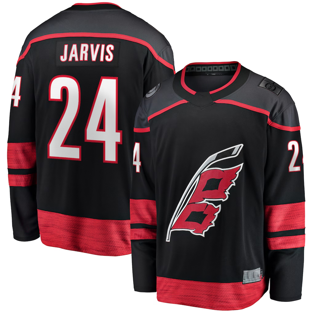 Kdoa C.Hurricanes #24 Seth Jarvis Black Home Breakaway Stitched Jerseys