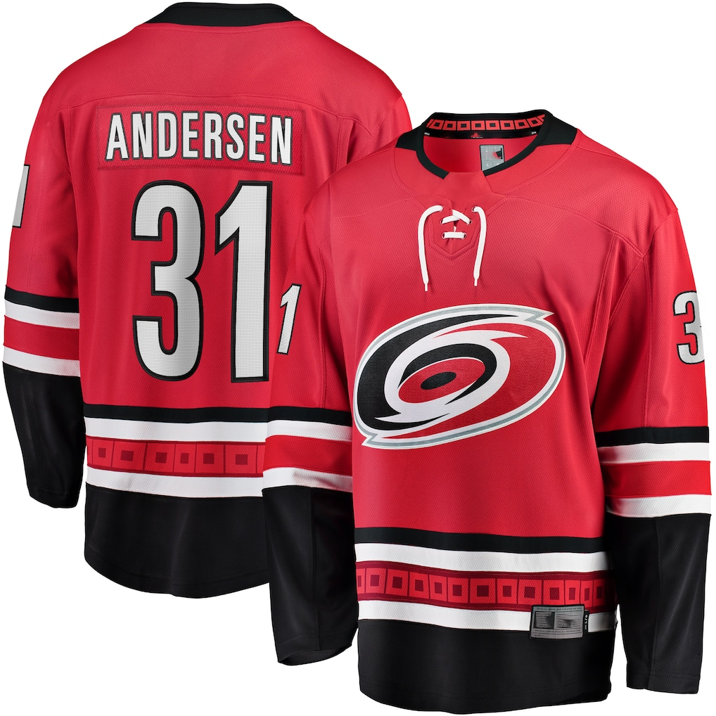 Kdoa C.Hurricanes #31 Frederik Andersen Red Alternate Breakaway Player Stitched Jerseys
