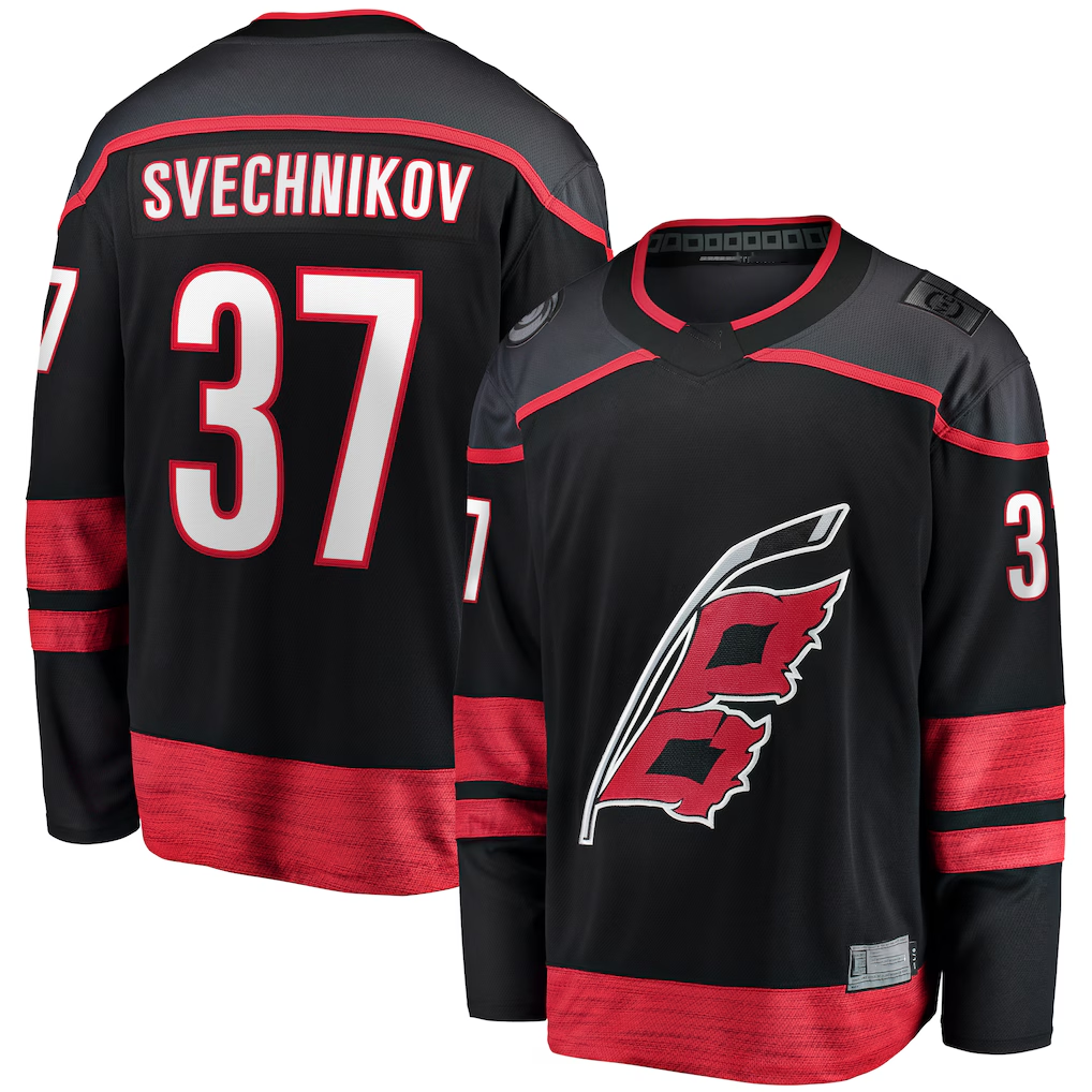 Kdoa C.Hurricanes #37 Andrei Svechnikov Black Home Breakaway Stitched Jerseys