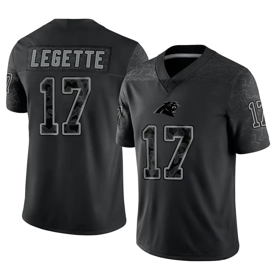 Kdoa C.Panthers #17 Xavier Legette Player Black REFLECTIVE Limited Stitched Jerseys