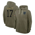 Kdoa C.Panthers #17 Xavier Legette Player Olive Salute to Service Hoodies Game Stitched Jerseys