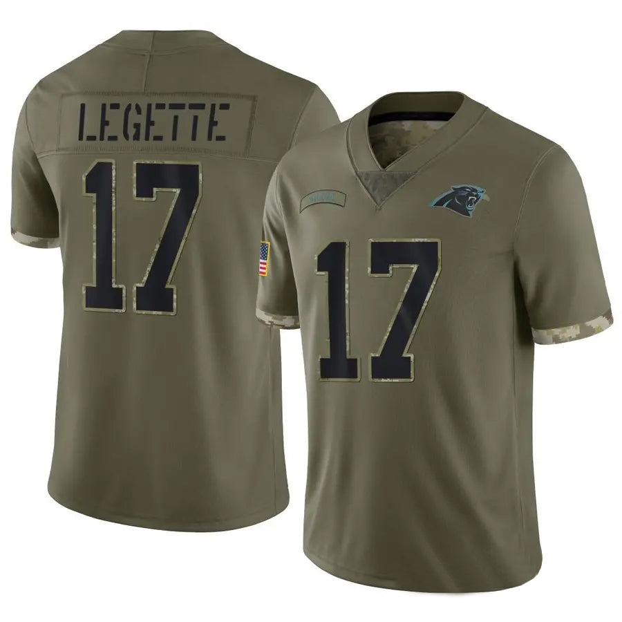 Kdoa C.Panthers #17 Xavier Legette Player Salute To Service Olive Stitched Jerseys