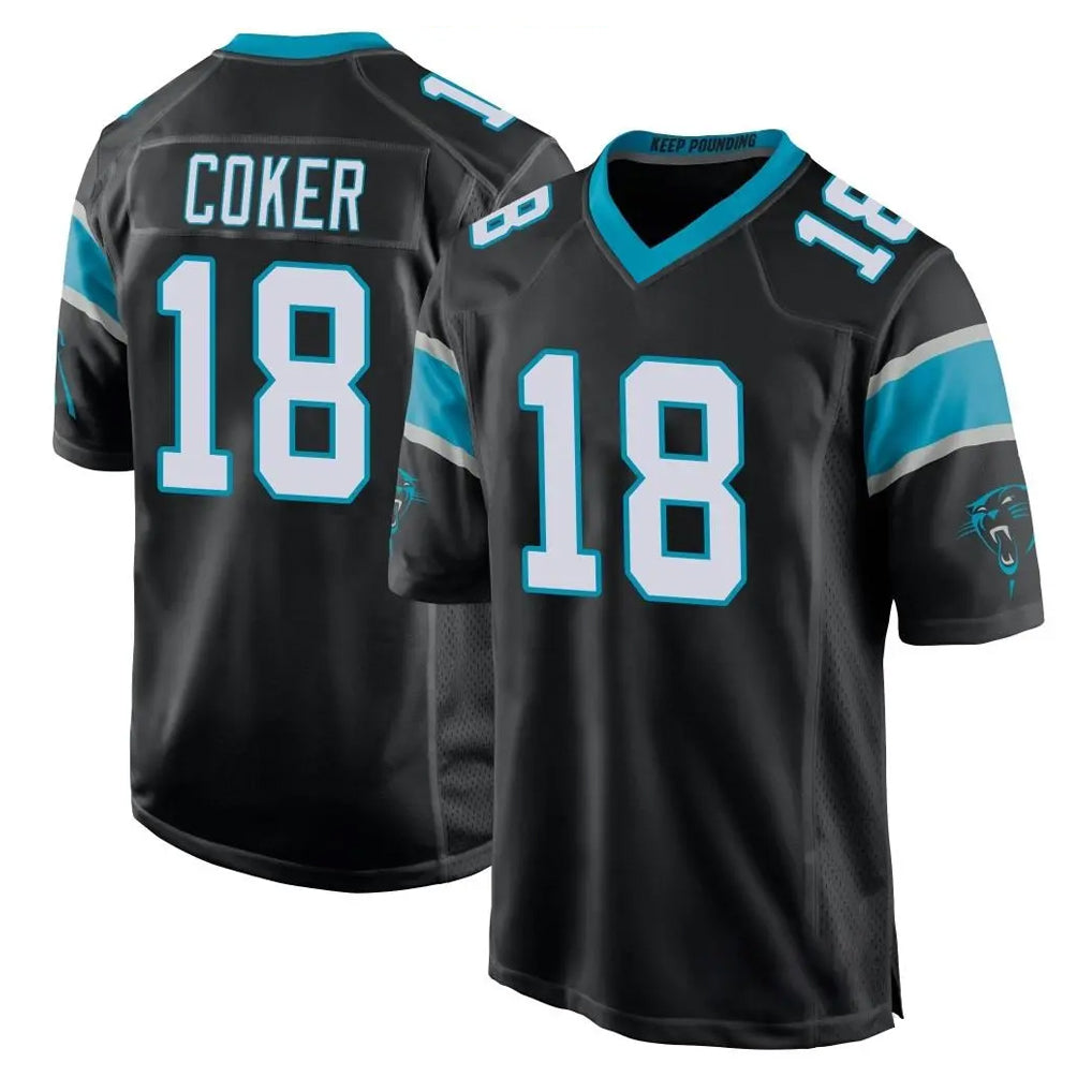 Kdoa C.Panthers #18 Jalen Coker Player Black Game Stitched Jerseys