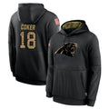 Kdoa C.Panthers #18 Jalen Coker Player Black Salute to Service Pullover Hoodies Limited Game Stitched Jerseys