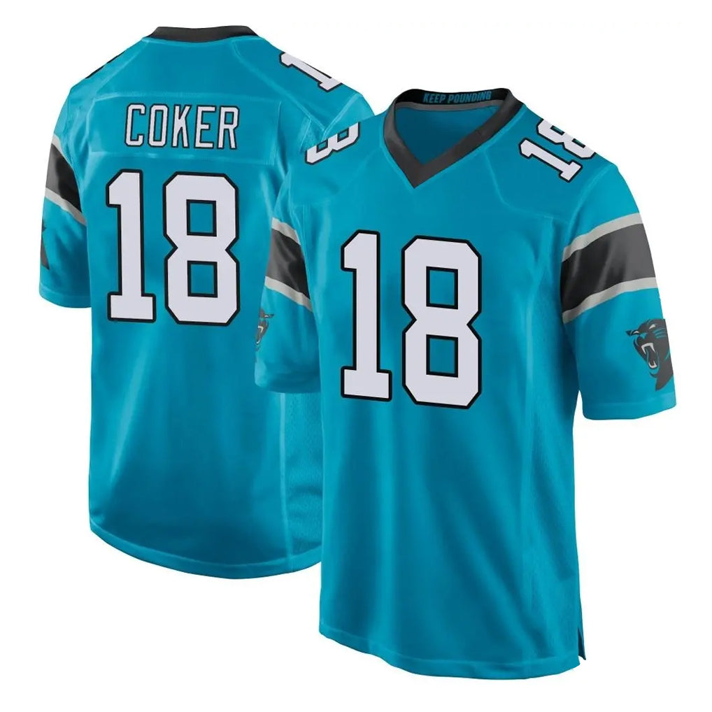 Kdoa C.Panthers #18 Jalen Coker Player Blue Game Stitched Jerseys