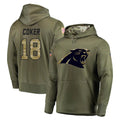 Kdoa C.Panthers #18 Jalen Coker Player Olive Salute to Service Hoodies Stitched Jerseys