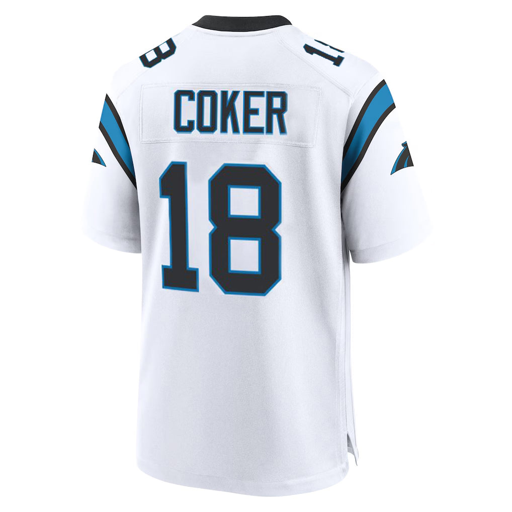 Kdoa C.Panthers #18 Jalen Coker Player White Home Game Stitched Jerseys