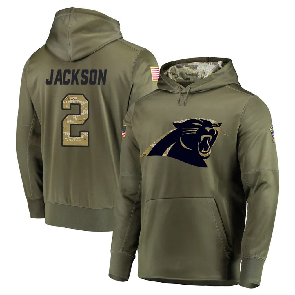 Kdoa C.Panthers #2 Michael Jackson Player Olive Salute to Service Hoodies Stitched Jerseys