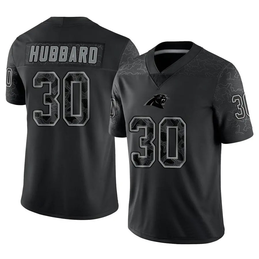 Kdoa C.Panthers #30 Chuba Hubbard Player Black Limited Reflective Stitched Jerseys