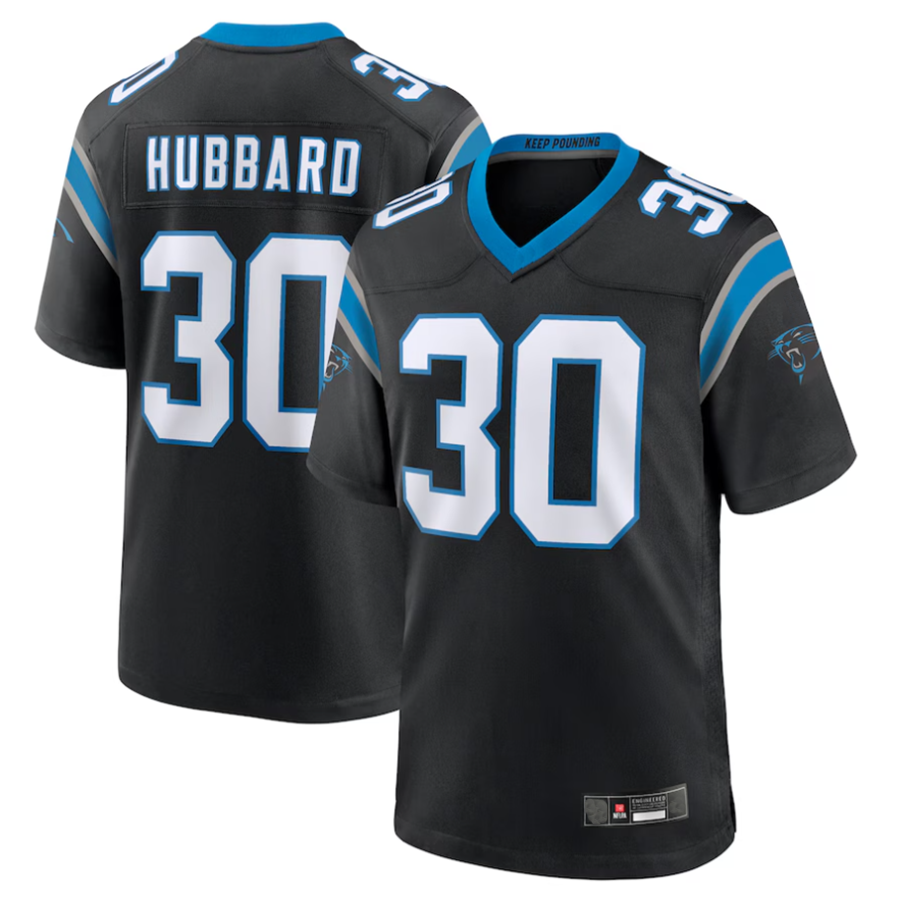 Kdoa C.Panthers #30 Chuba Hubbard Player Black Team Game Stitched Jerseys