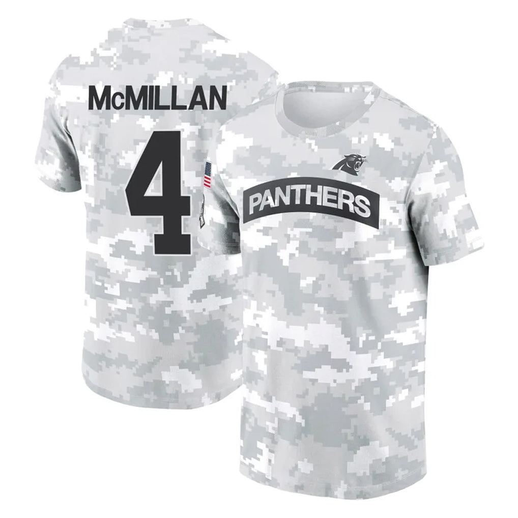 Kdoa C.Panthers #4 Tetairoa McMillan Player Arctic Camo Salute to Service T-Shirt Hoodies Stitched Jerseys