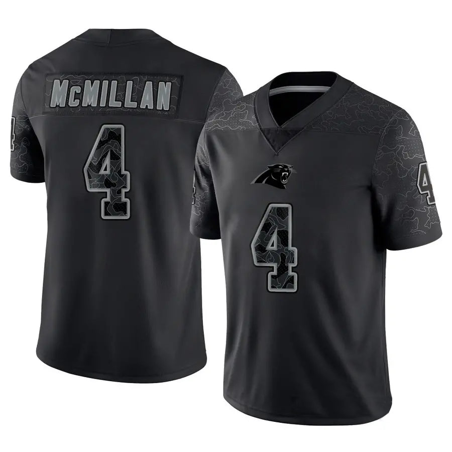 Kdoa C.Panthers #4 Tetairoa McMillan Player Black REFLECTIVE Limited Stitched Jerseys