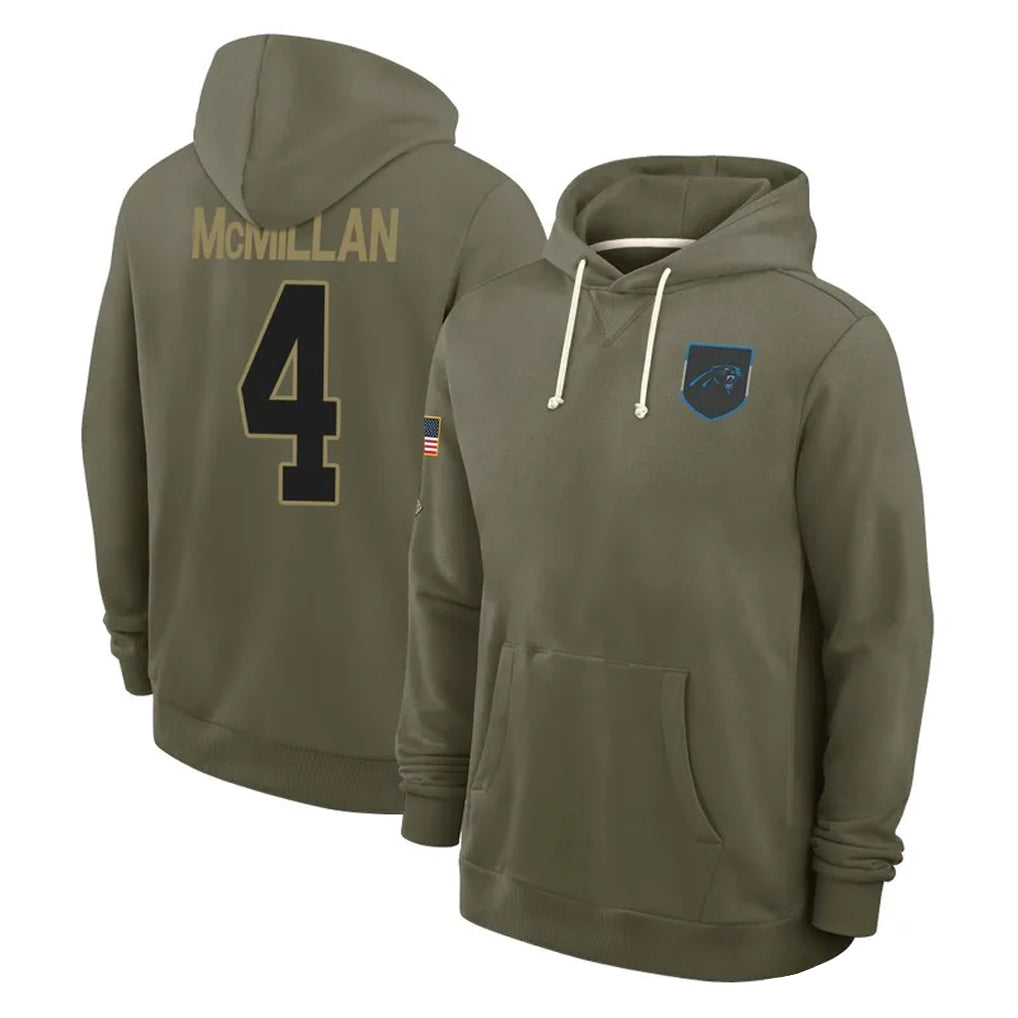 Kdoa C.Panthers #4 Tetairoa McMillan Player Salute to Service Hoodies Stitched Jerseys