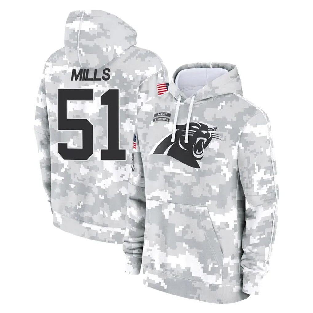 Kdoa C.Panthers #51 Sam Mills Player Arctic Camo Salute to Service Pullover Hoodies Limited Game Stitched Jerseys