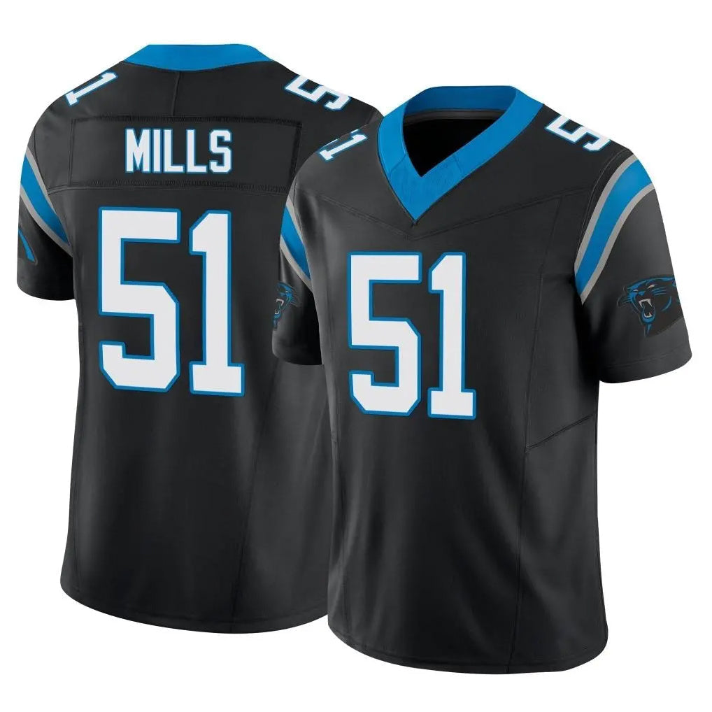Kdoa C.Panthers #51 Sam Mills Player Black Vapor F.U.S.E. Limited Home Game Stitched Jerseys