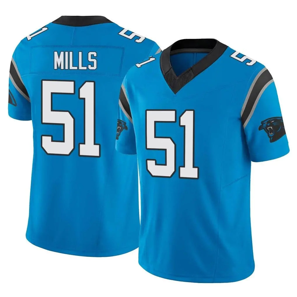 Kdoa C.Panthers #51 Sam Mills Player Blue Vapor F.U.S.E. Limited Home Game Stitched Jerseys