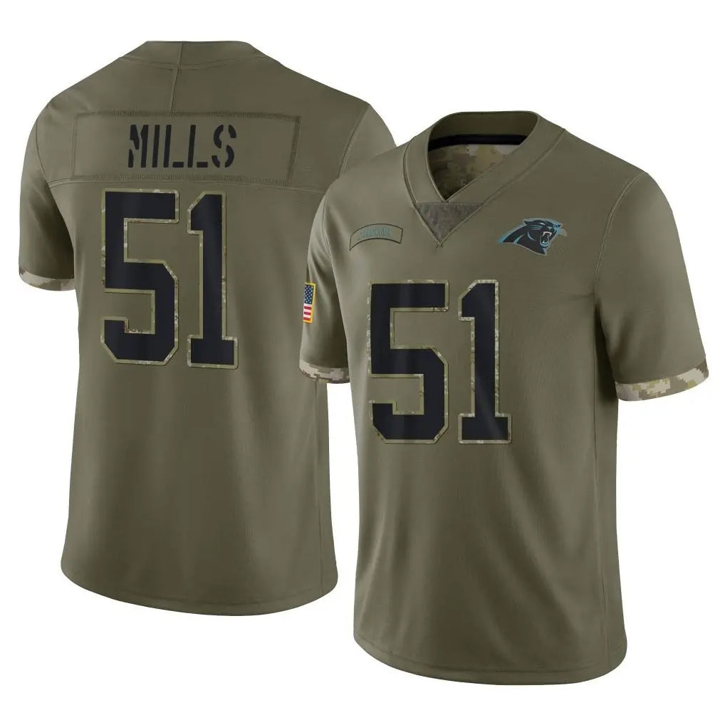 Kdoa C.Panthers #51 Sam Mills Player Olive Salute to Service Game Stitched Jerseys