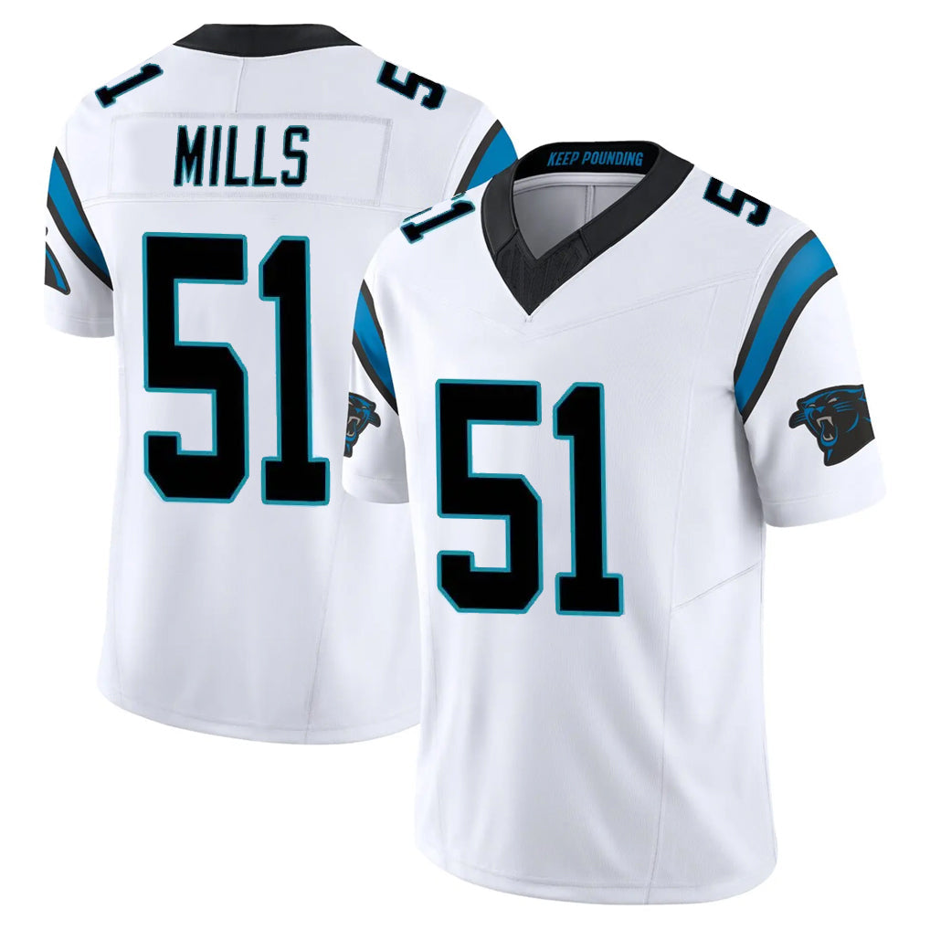 Kdoa C.Panthers #51 Sam Mills Player White Vapor F.U.S.E. Limited Home Game Stitched Jerseys