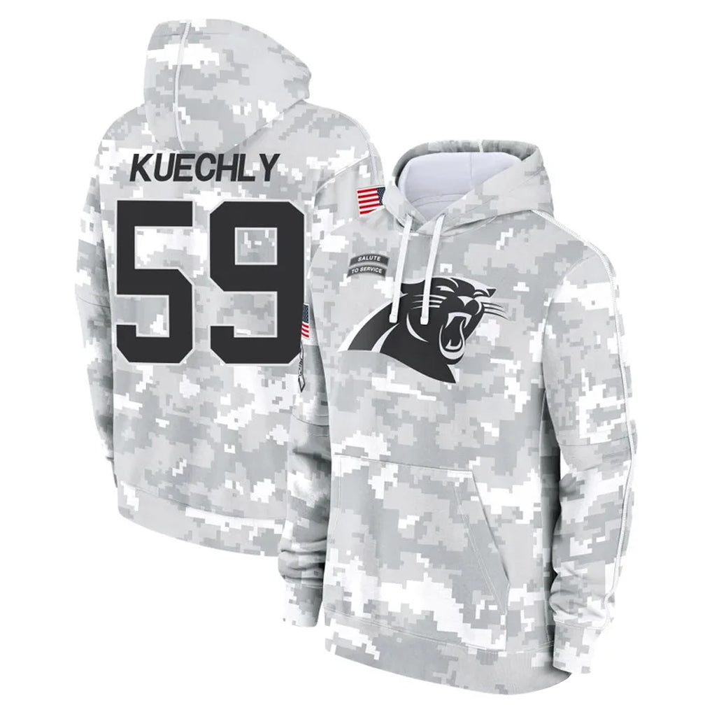Kdoa C.Panthers #59 Luke Kuechly Player Arctic Camo Salute to Service Hoodies Stitched Jerseys